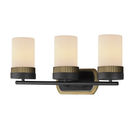 Maxim Lighting Ruffles 3-Light Bath Vanity, Black/Antique Brass 32652SWBKAB